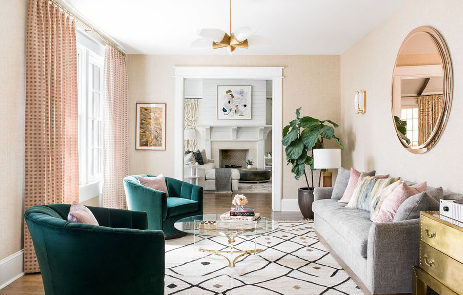 Beautiful living room created by home decor influencer Jacquelyn Clark