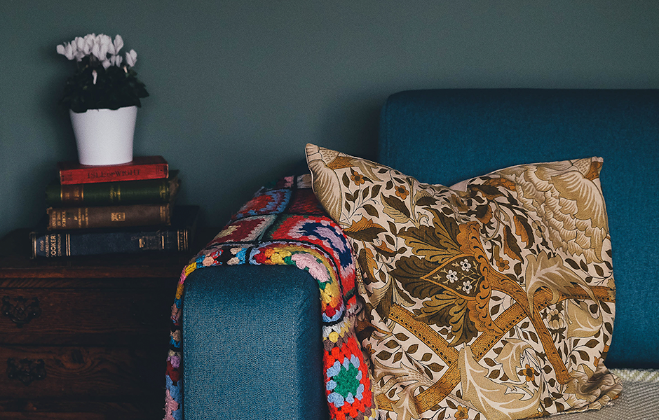 Contrasting patterns on a couch