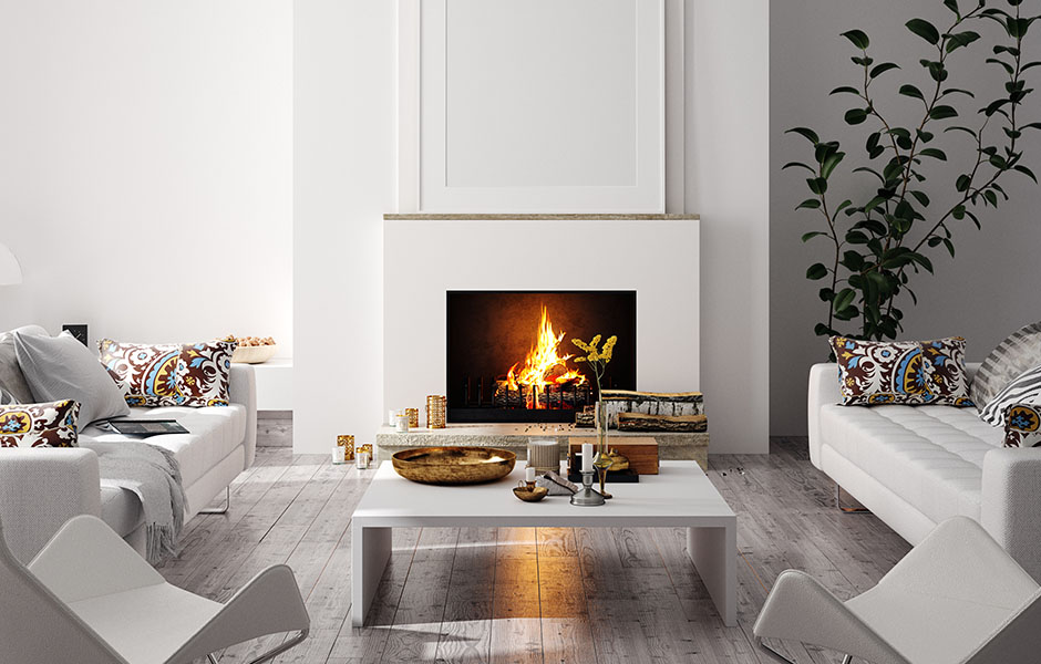 Scandinavian-style fireplace