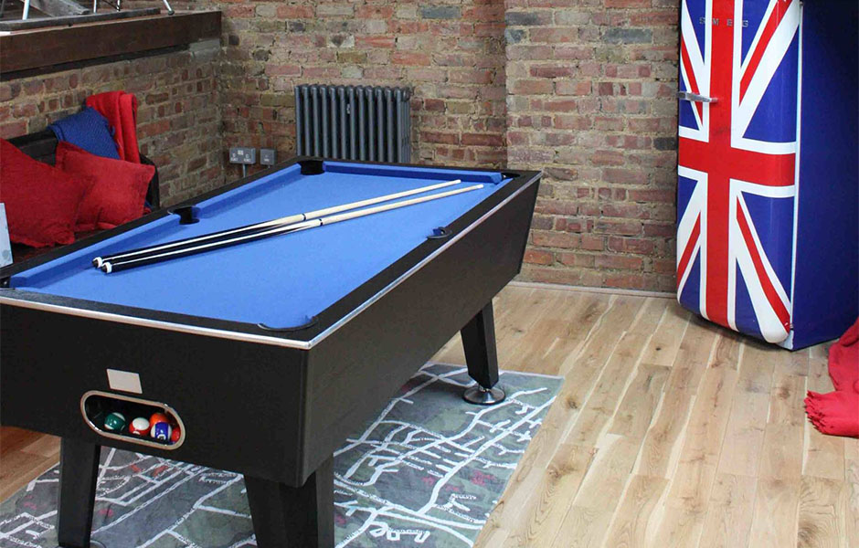 Small sized pool table, perfect for a small man cave with limited space.
