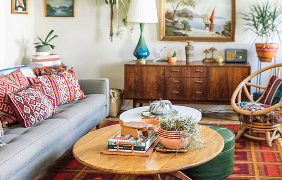 Bohemian style living room.