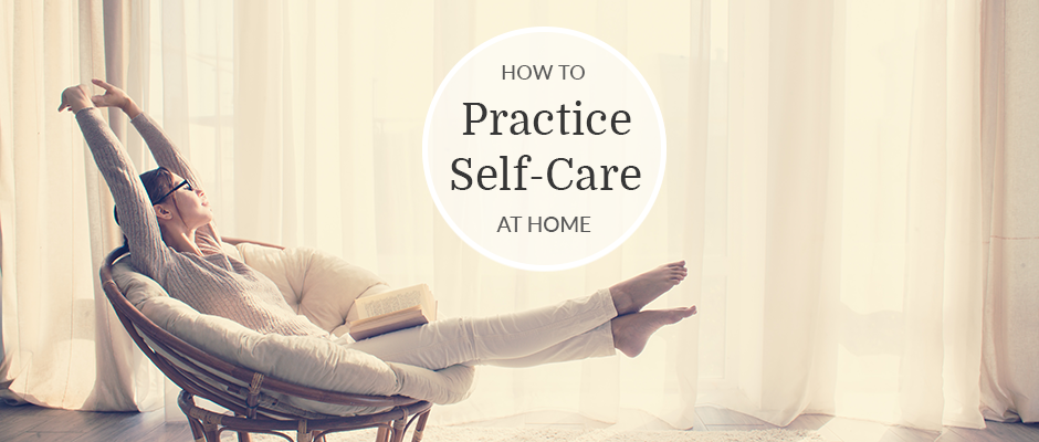 Woman trying self-care tips at home