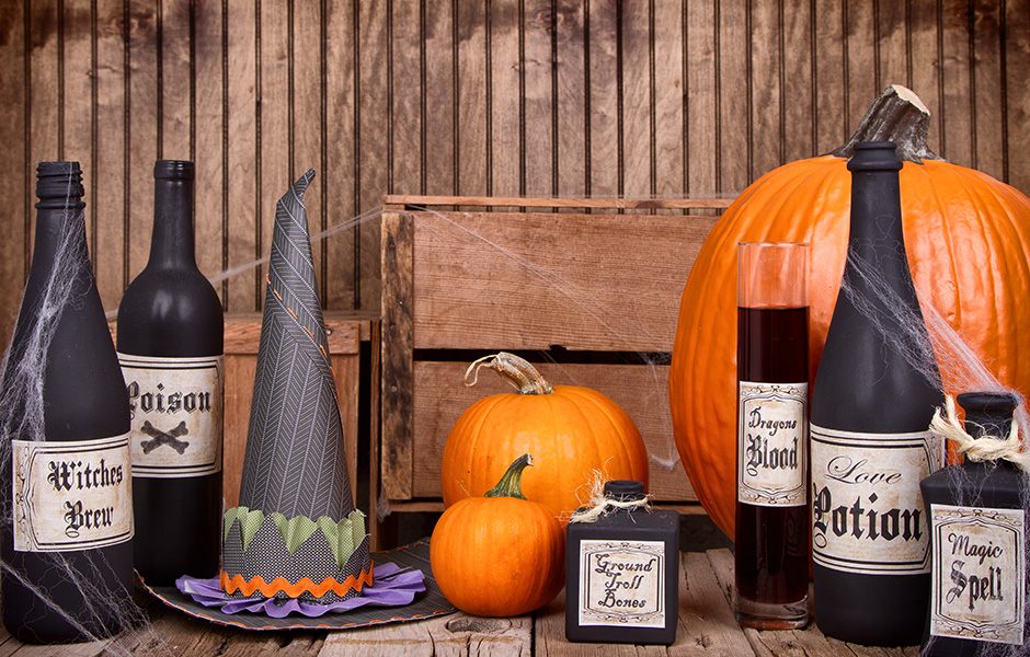 Potion bottles for Halloween decor