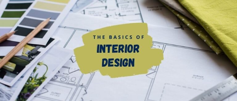Interior design planning with color swatches and blue prints