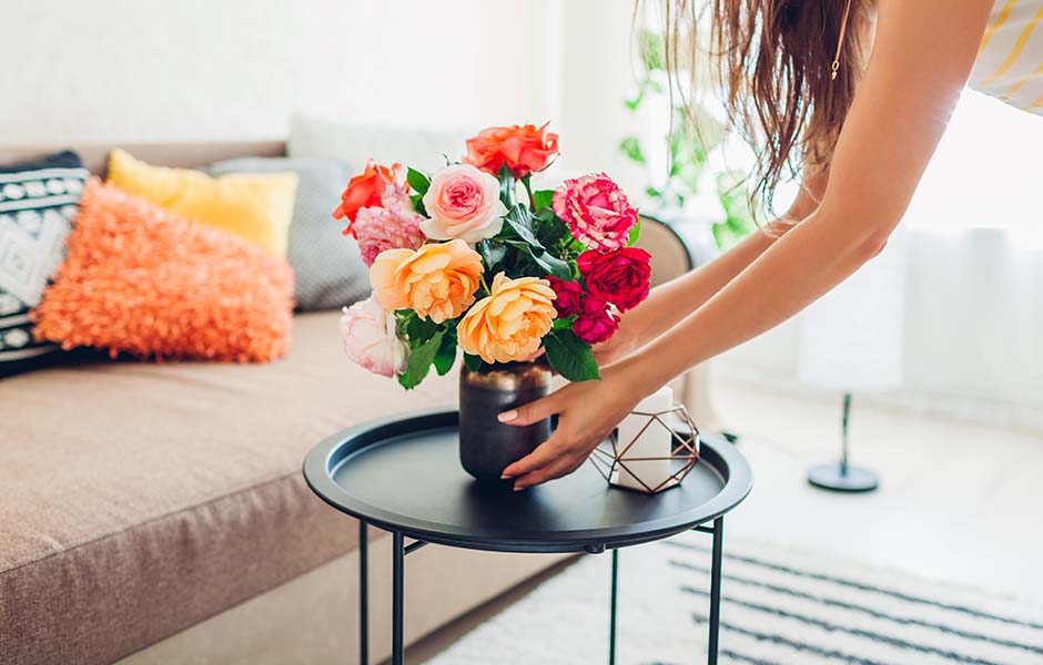 Woman organizing home during summer