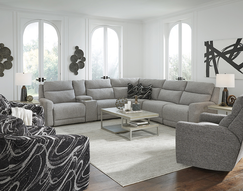 Reclining sectional sofa with store massage and heat